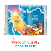 Open kinderboek met een bijbels tafereel uit de verhalen van de profeten